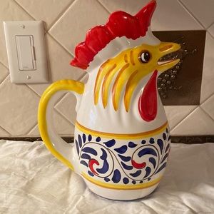 Rare large Made in Italy Deruta Rooster Pitcher Jug